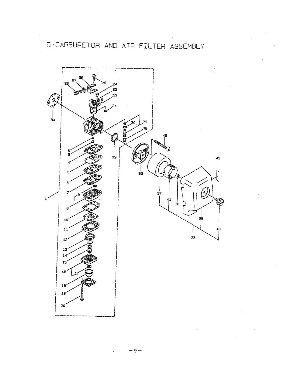 Maruyama Parts, BC200C-BC201C, Carburetor and Air Filter