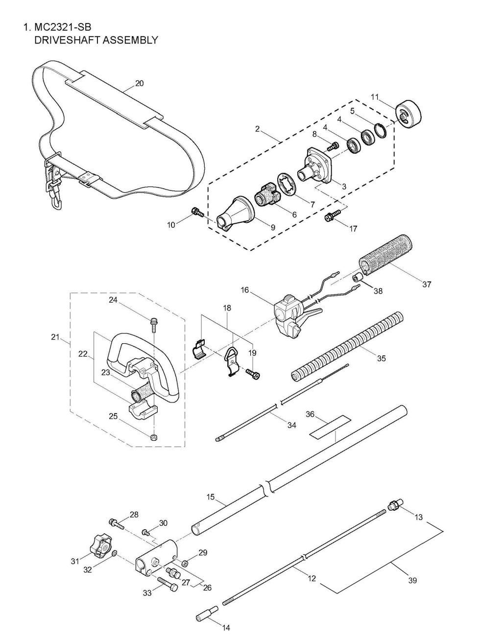 Maruyama Parts Lookup - MC2321-SB Parts Diagrams|MC2321-SB Driveshaft ...