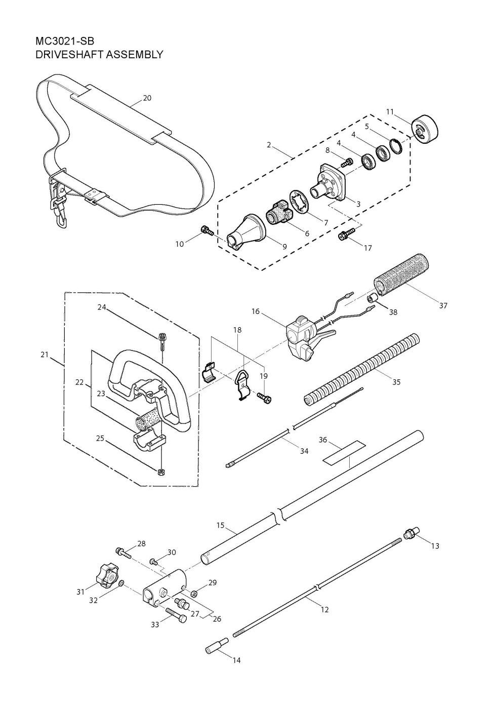 Maruyama Parts Lookup - MC3021-SB Parts Diagrams|MC3021-SB Driveshaft ...