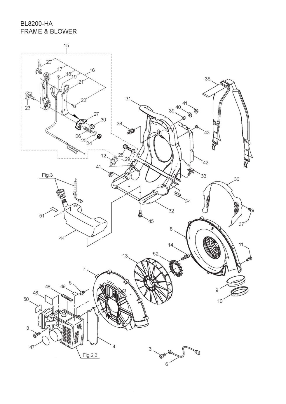 Maruyama Parts Lookup - BL8200-HA Parts Diagrams|BL8200-HA Frame and Blower