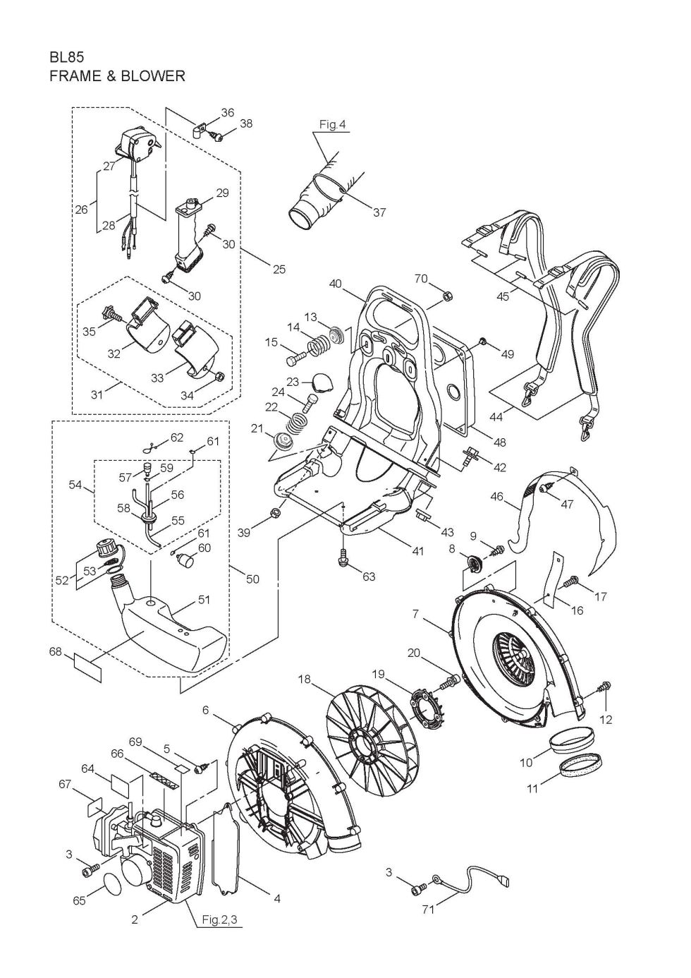 Maruyama Parts Lookup - BL85 Parts Diagrams|BL85 Frame and Blower